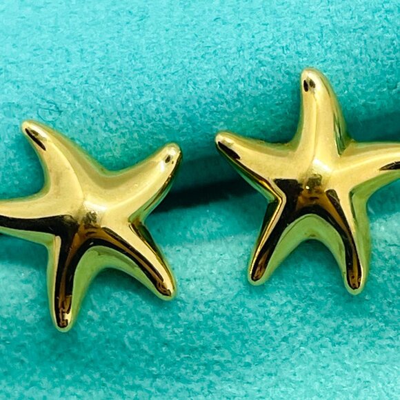 Tiffany & Co. 18K Gold Elsa Peretti 12mm Starfish Earrings (One Back Missing) - Picture 11 of 15